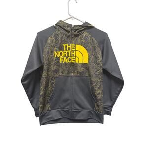 The North Face Youth Boys 10\12 Medium Full Zip Grey Yellow Topograph